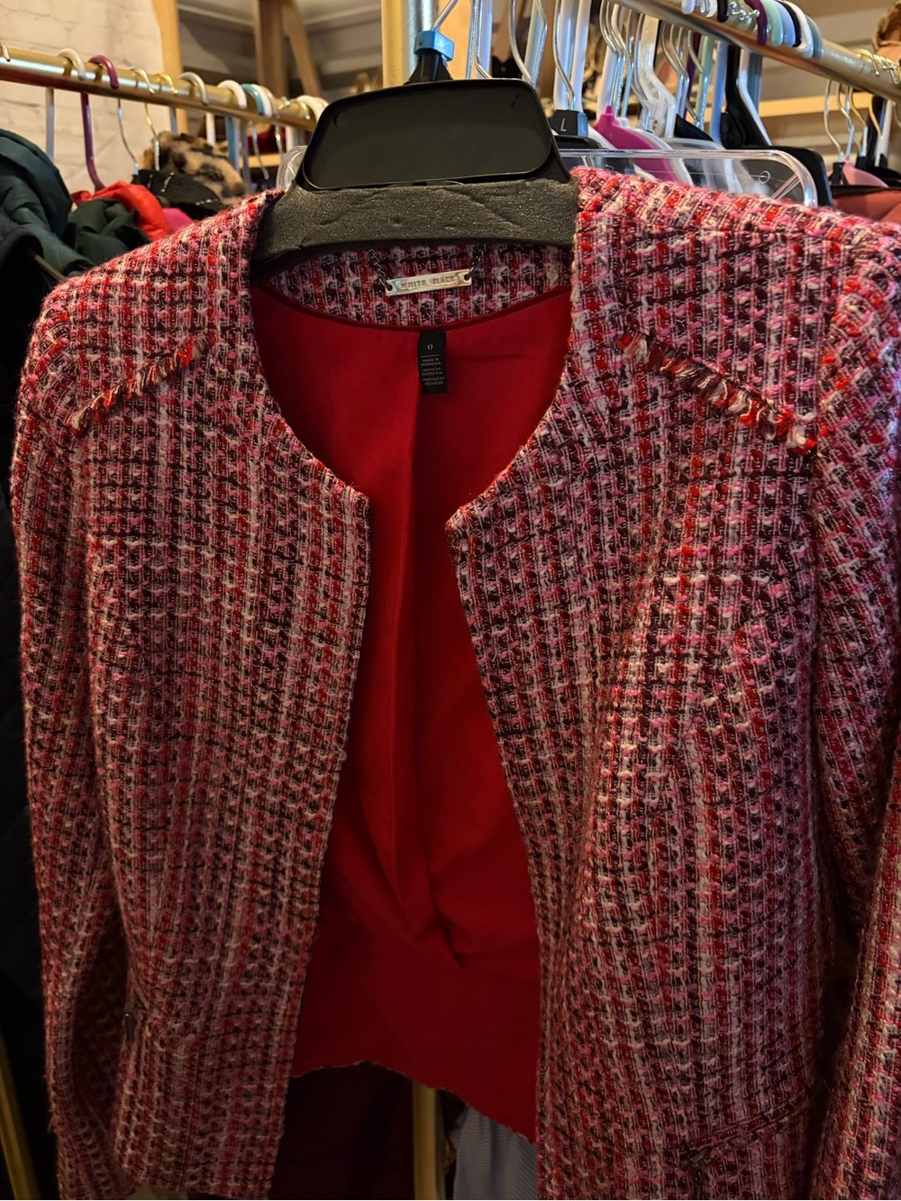 White House Black Market Pink Tweed Blazer